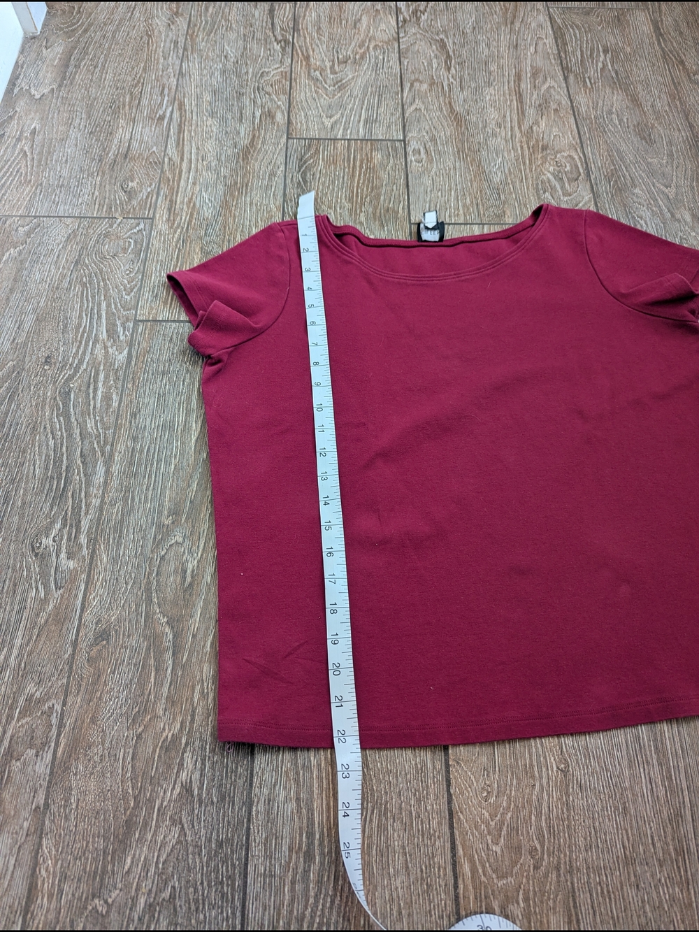 Eileen Fisher Scoop Round Neck Tee Shirt Burgandy Wine Size Large 100% Cotton - Picture 7 of 7
